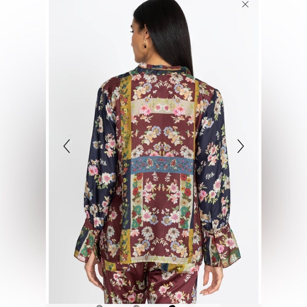 Johnny Was Laurie Milan Blouse print silk vintage boho plus size peasant Sz XXL - Picture 4 of 16